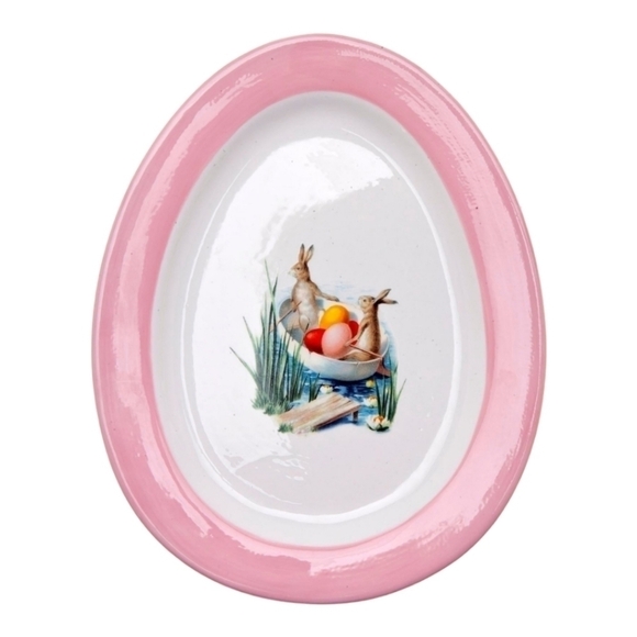 Williams Sonoma Ceramic Pink And Blue Easter Plates - Set of 2 - Picture 2 of 5